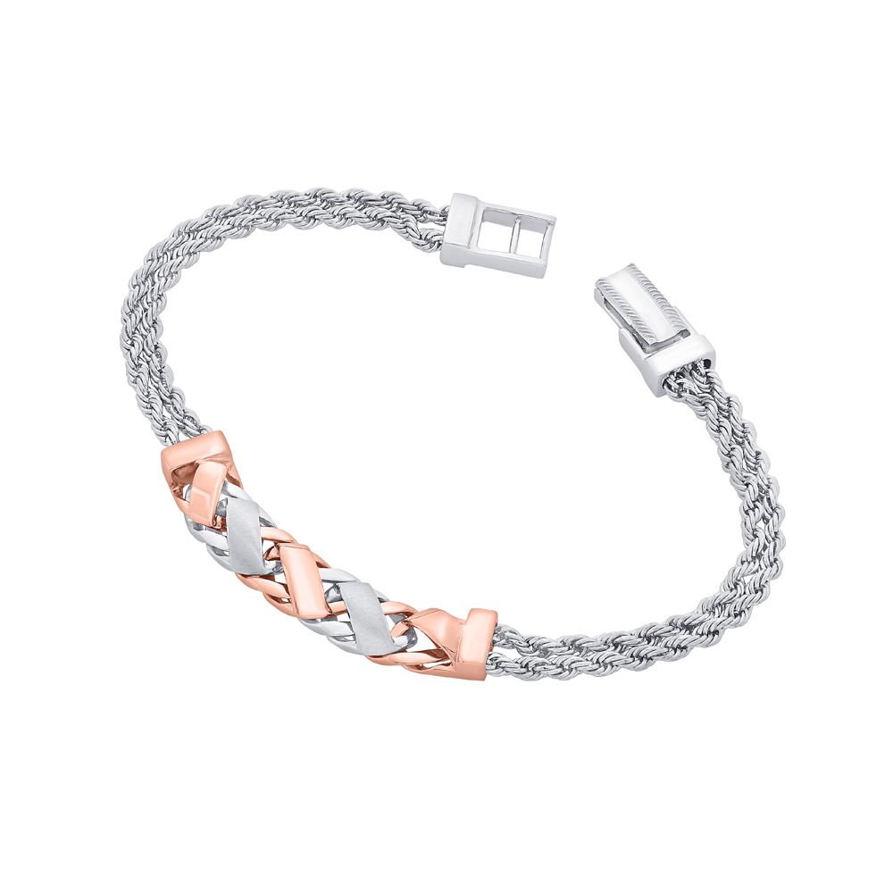 Woven Platinum Bracelet for Men-Bracelets-PBR21019