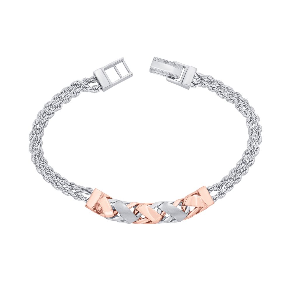 Woven Platinum Bracelet for Men-Bracelets-PBR21019