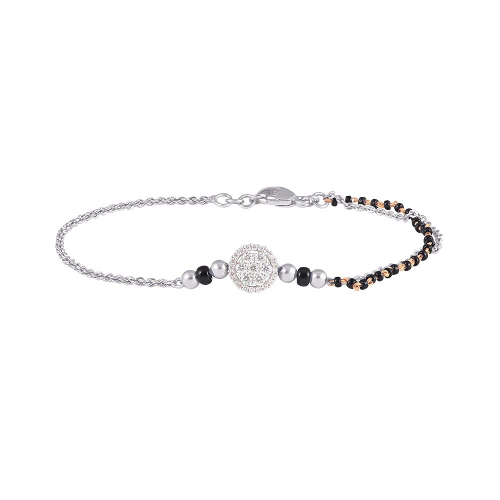 Black Beads Diamond Mangalsutra Bracelet-Bracelets-PBR21022