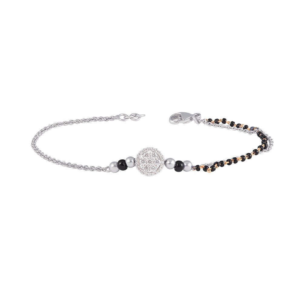 Black Beads Diamond Mangalsutra Bracelet-Bracelets-PBR21022