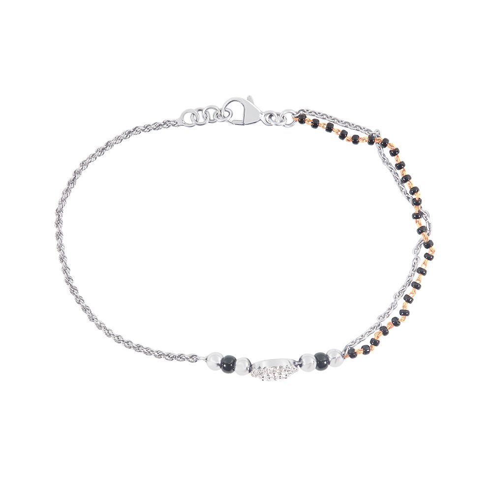 Black Beads Diamond Mangalsutra Bracelet-Bracelets-PBR21022