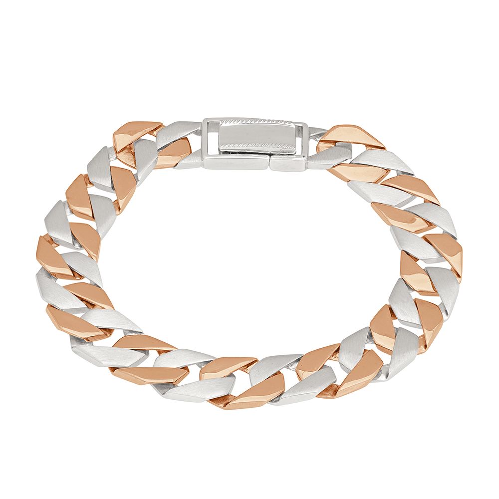 Classy Dual Toned Platinum Bracelet For Men-Platinum-PBR23005