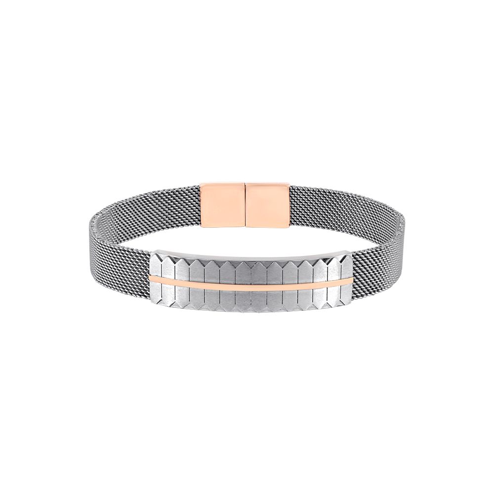 Casual Platinum and Rose Gold Mens Bracelet-Shop By Gender-PBR23A05