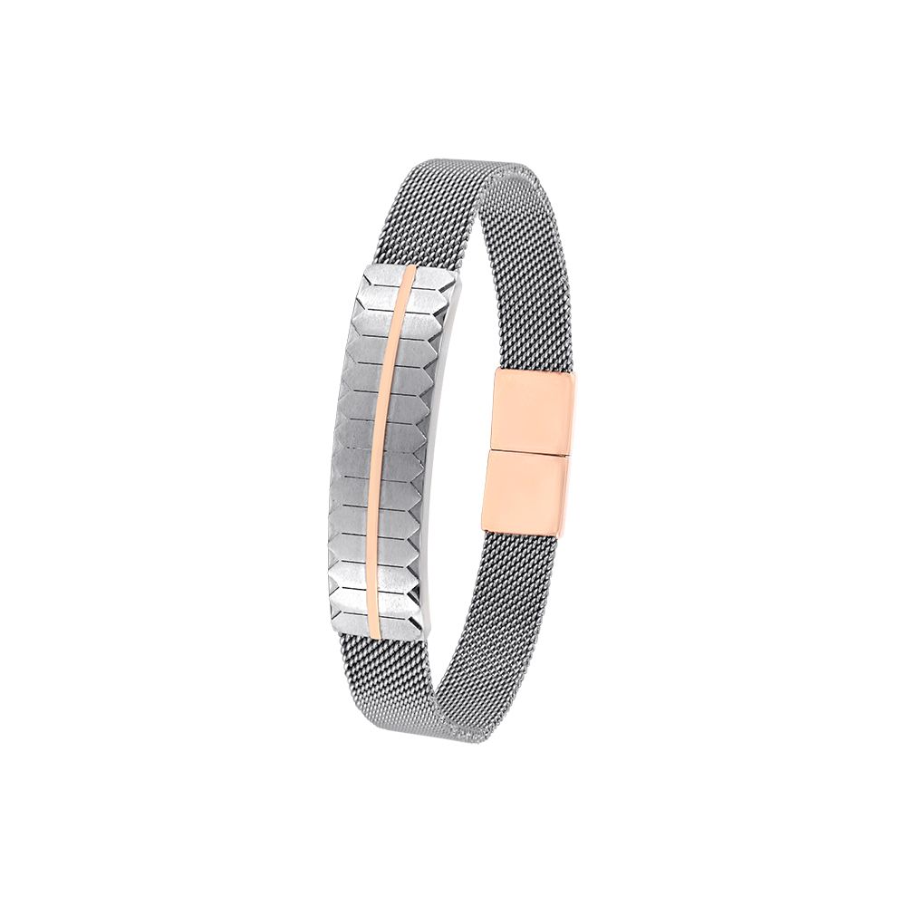 Casual Platinum and Rose Gold Mens Bracelet-Shop By Gender-PBR23A05