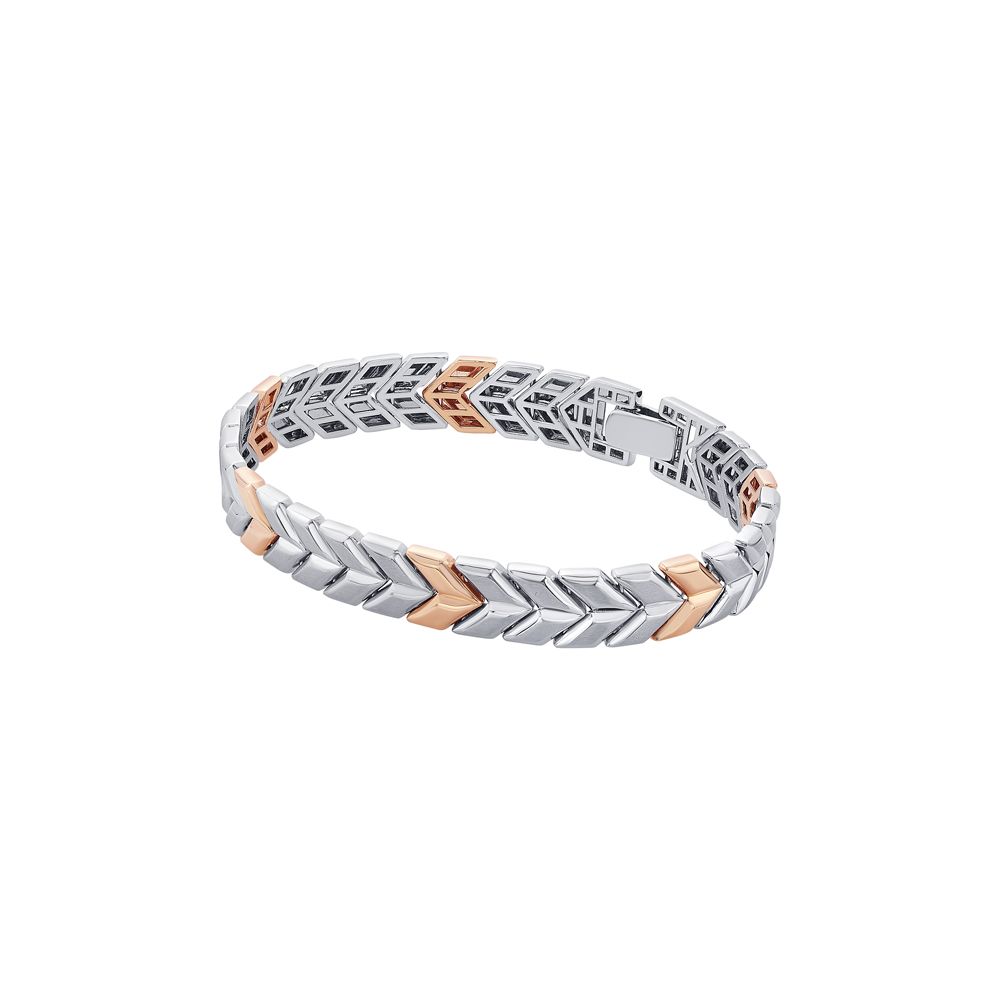Shining Platinum and Rose Gold Mens Bracelet-Platinum-PBR23S04
