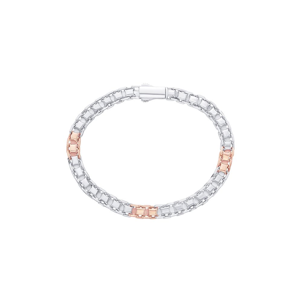 Classy Mens Link Design Bracelet-Platinum-PBR23S09