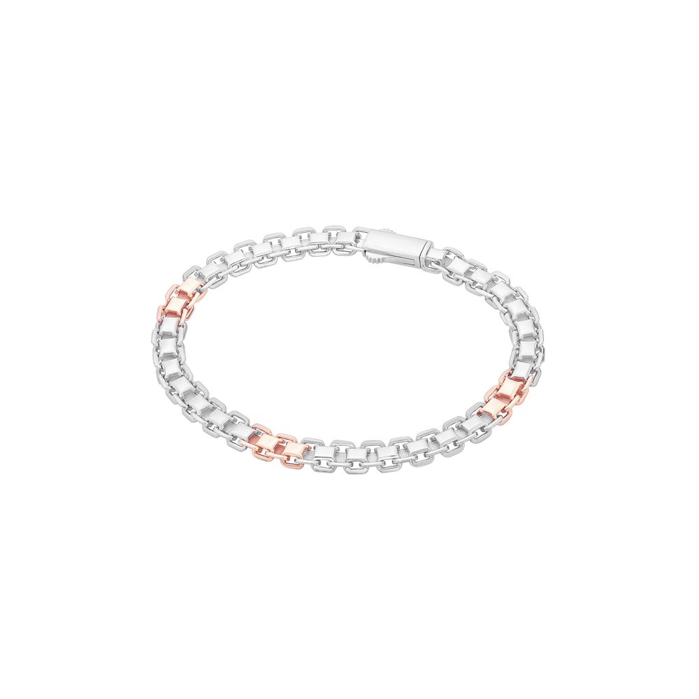 Classy Mens Link Design Bracelet-Platinum-PBR23S09