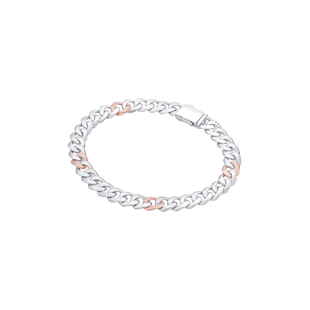 Sleek Dual Gold Bracelet for Men-Platinum-PBR23S12