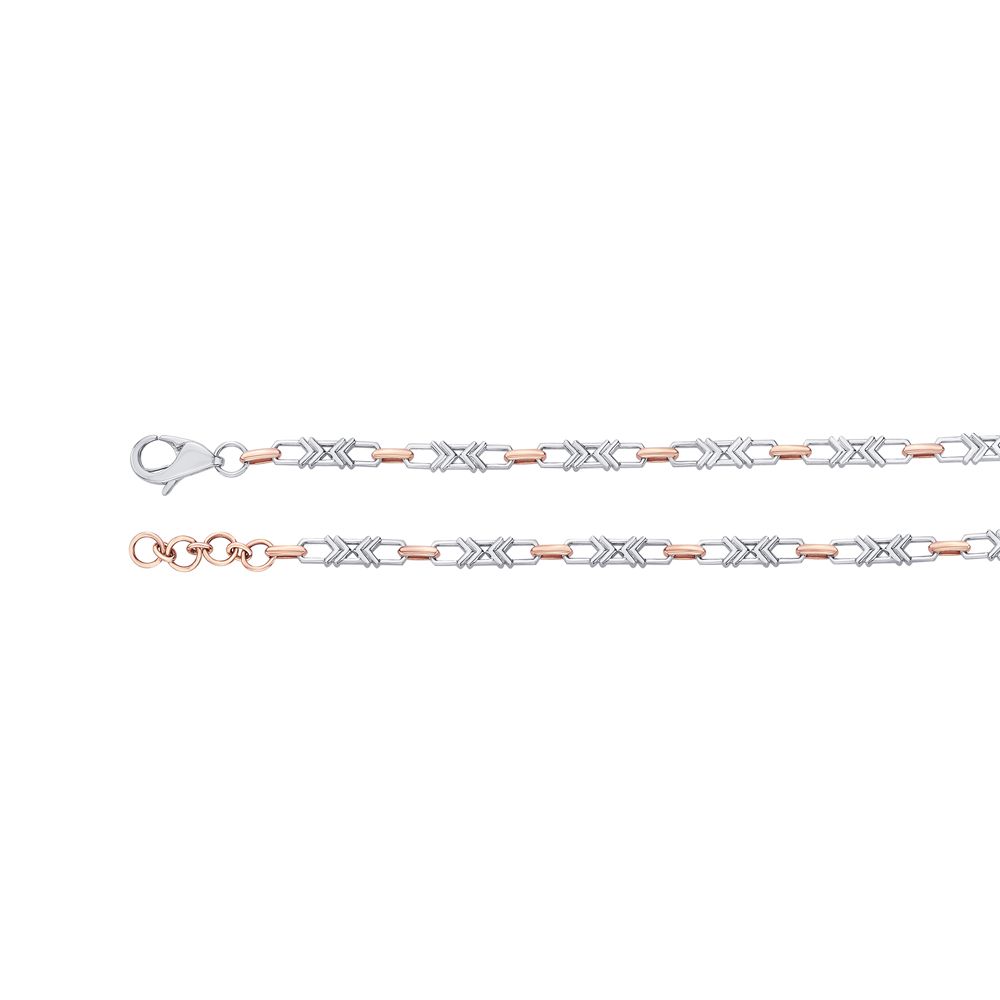 Contemporary Platinum and Rosegold Mens Chain -Platinum-PCH23Y03