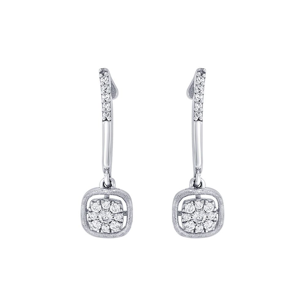 Geometric Design Diamond and Platinum Earrings-Platinum-PER23I01-D300P0D