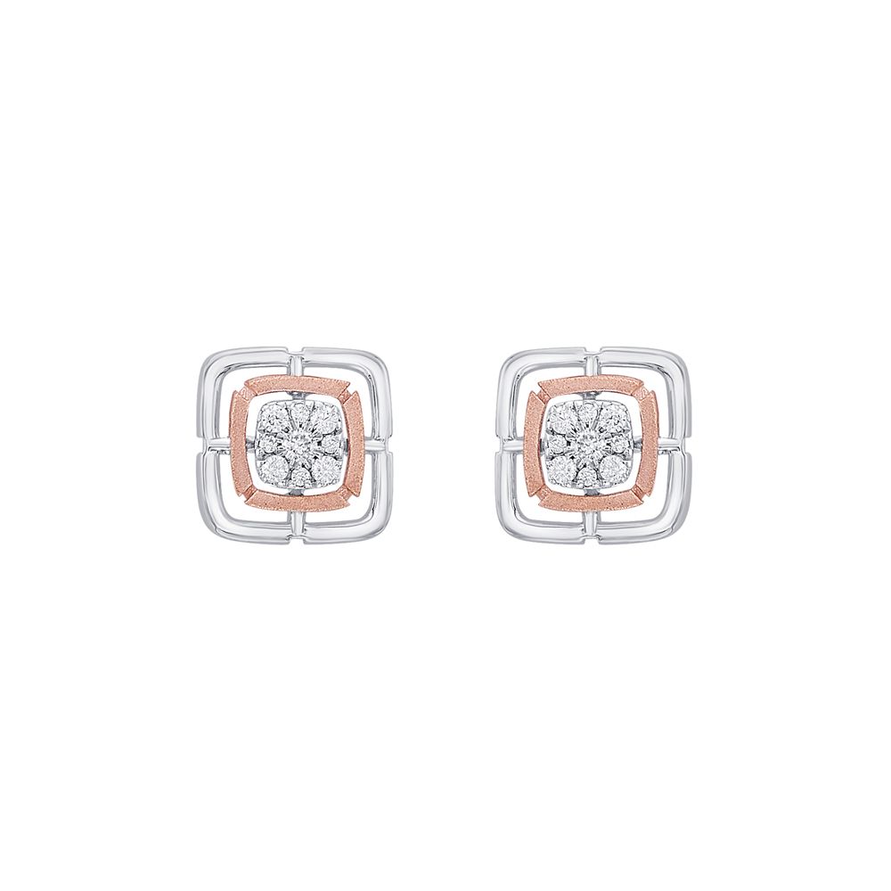 Square Design Diamond Studs-Platinum-PER23I03-D300O0D