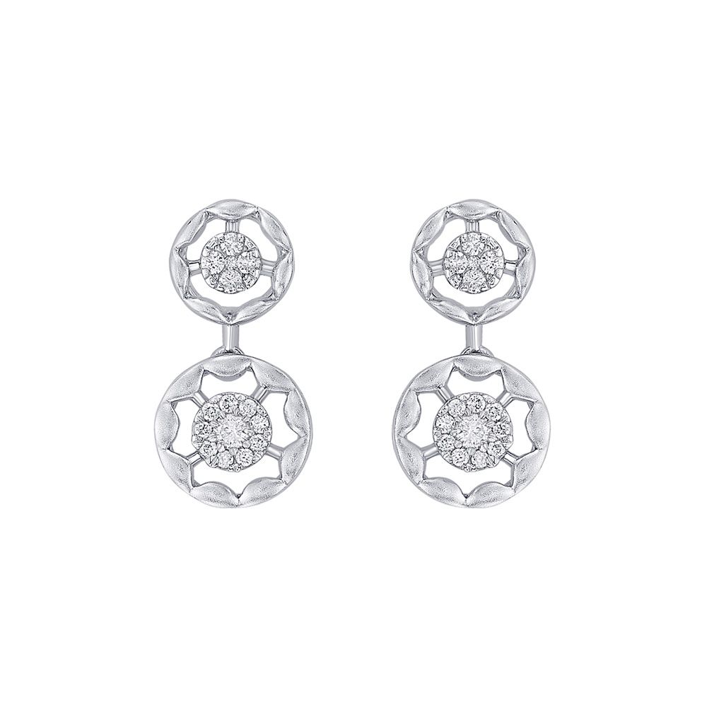 Gleaming Drop Design Diamond Earrings-Platinum-PER23I05-D300P0D