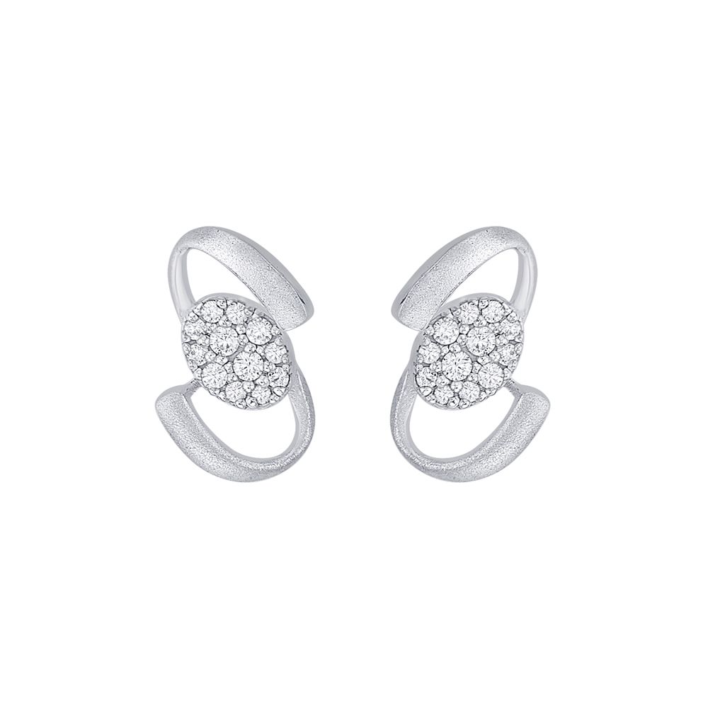 Beautiful Swirl Design Diamond Studs-Platinum-PER23I09-D300P0D