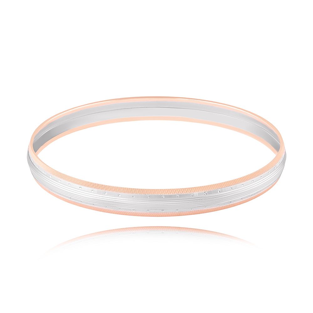 Textured Platinum and Rose Gold Kada-Bangles-PKD25T07