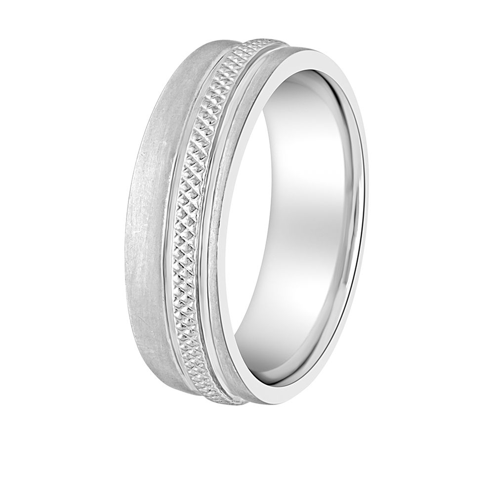 Textured Mens Platinum Ring-Rings-PMR10094