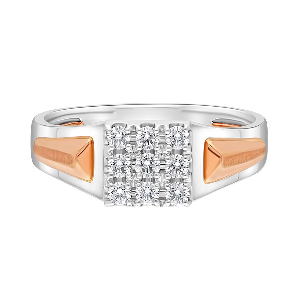 Stylish Dual Toned Mens Diamond Ring-Platinum-PMR19018-D300OLD