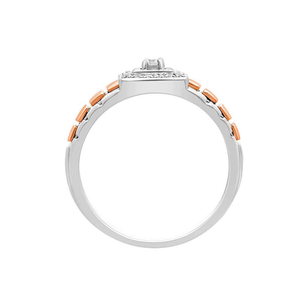 Squared Dual Tone Diamond Platinum Ring For Men-Rings-PMR21014