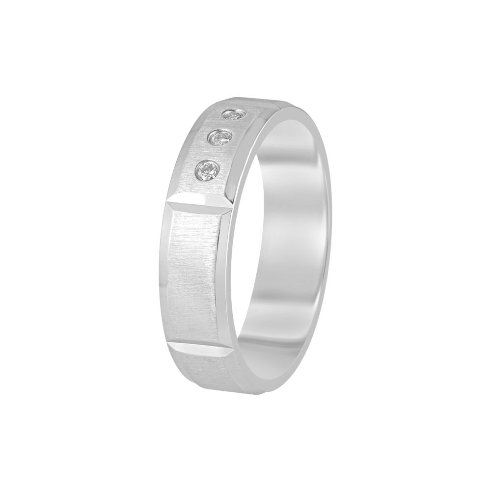 Classic 3-diamond Platinum Ring for Men-Rings-PMR22045