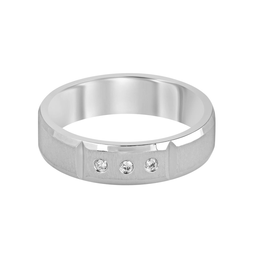 Classic 3-diamond Platinum Ring for Men-Rings-PMR22045