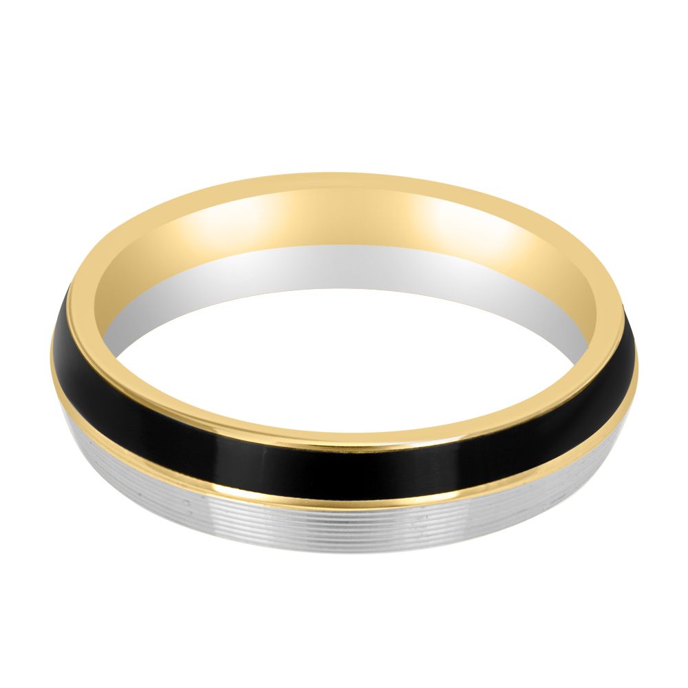 Black and Platinum Ring For Men-Rings-PMR23017