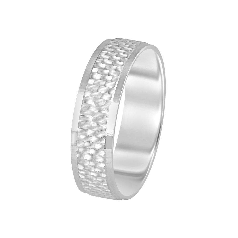 Square Textured Platinum Band for Men-Rings-PMR23029