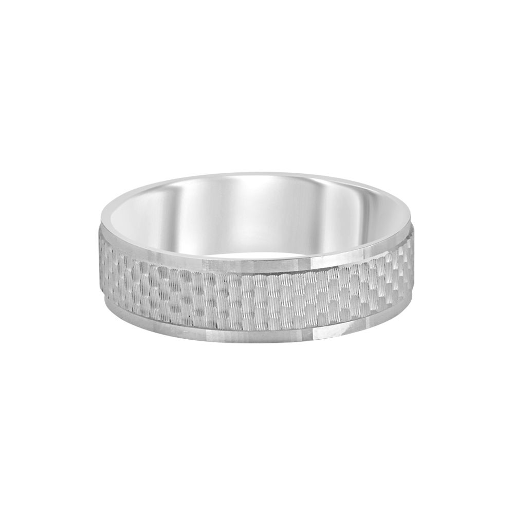 Square Textured Platinum Band for Men-Rings-PMR23029