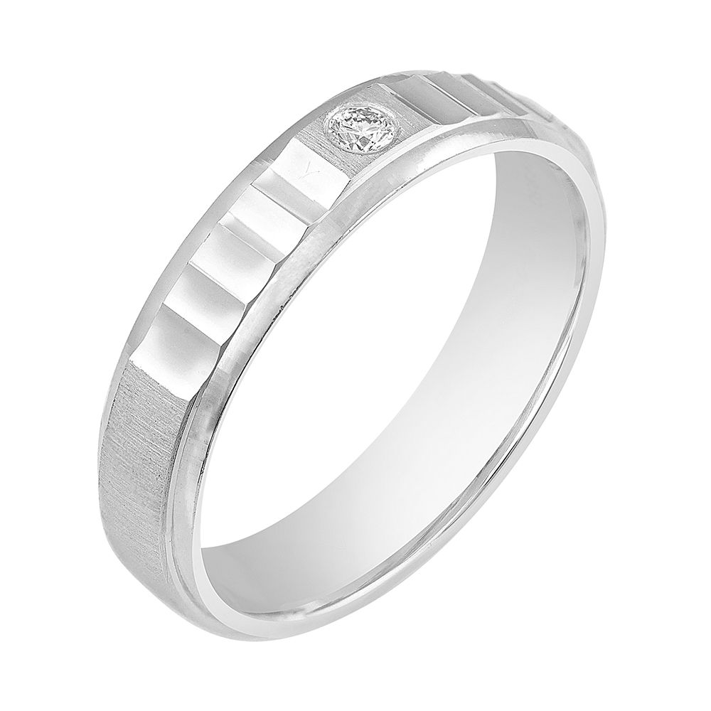 Textured Platinum Mens Ring-Rings-PMR23031