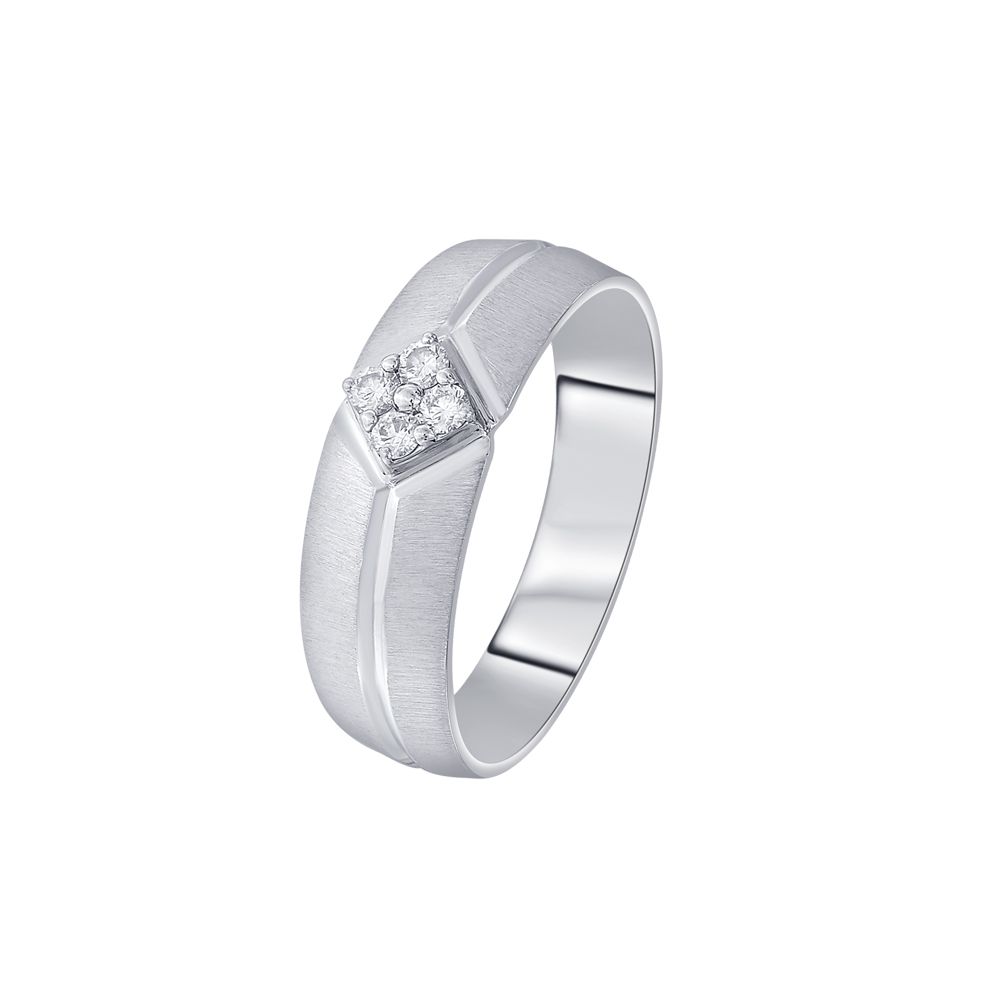 Textured Diamond and Platinum Ring for Men-Rings-PMR23057