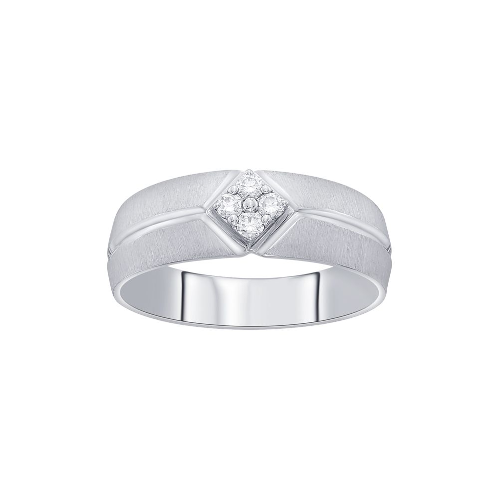 Textured Diamond and Platinum Ring for Men-Rings-PMR23057
