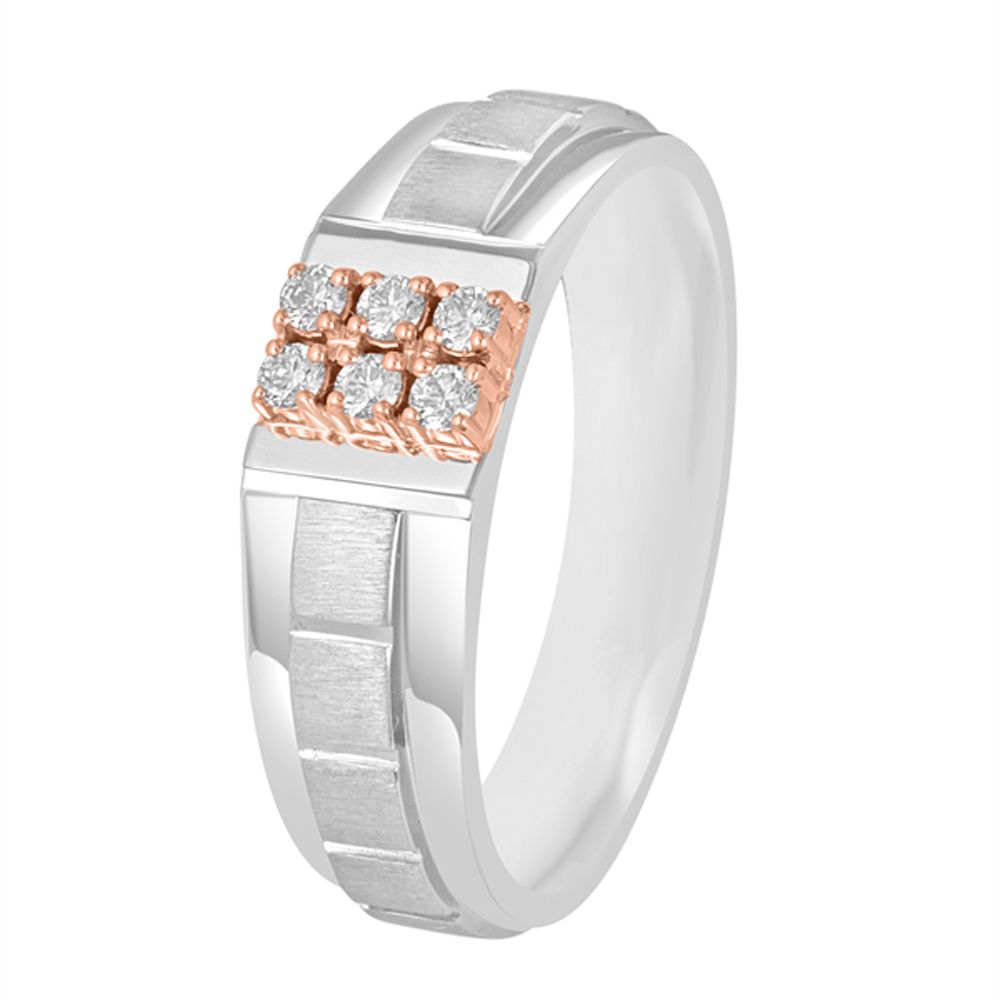Stylish Mens Finger Ring in 950Pt Platinum and Rose Gold -Rings-PMR23059-D300OPD