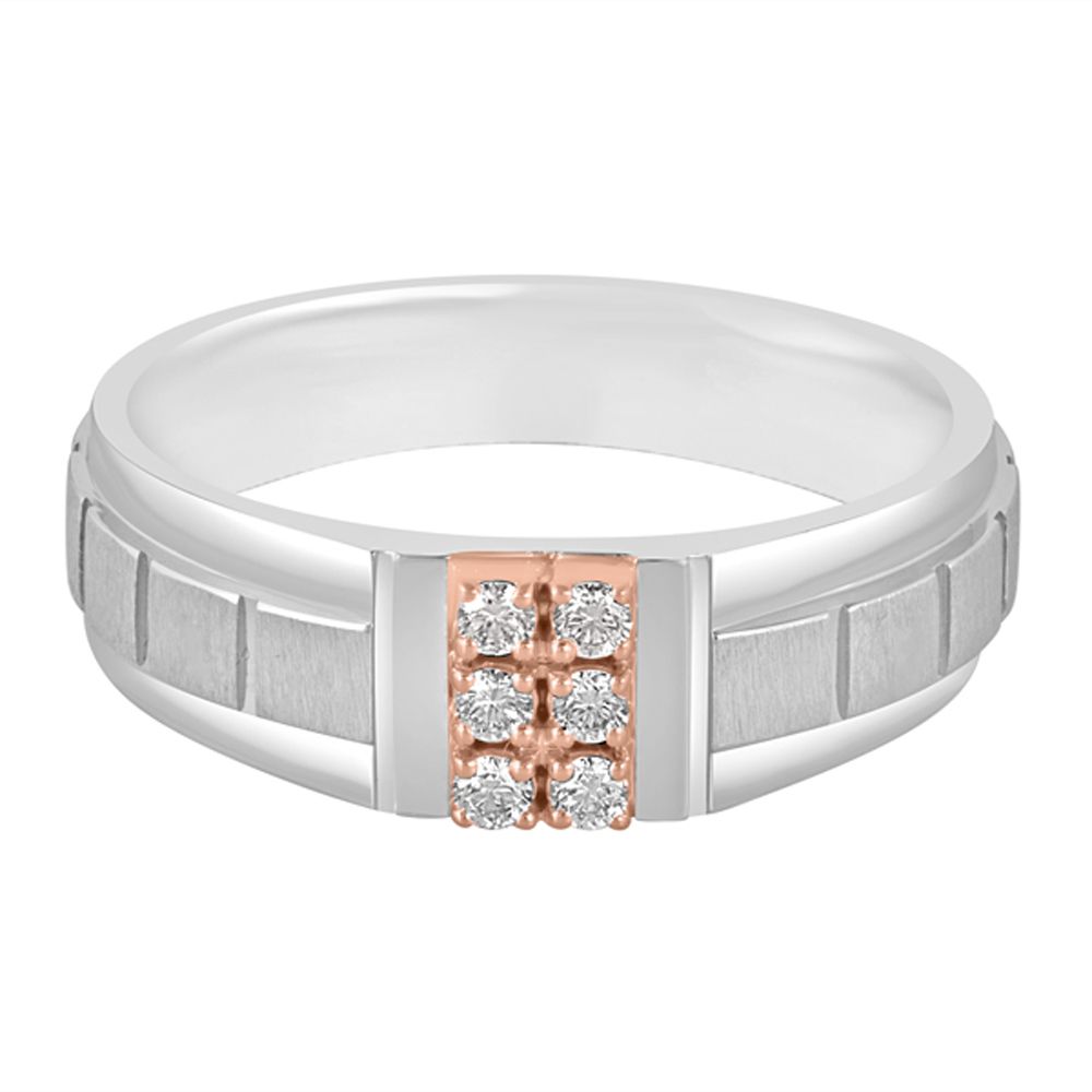 Stylish Mens Finger Ring in 950Pt Platinum and Rose Gold -Rings-PMR23059-D300OPD