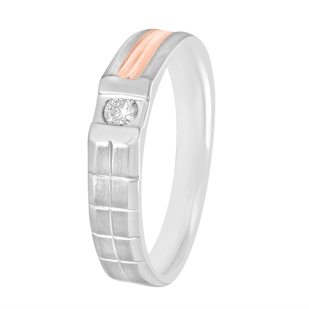 Glossy Platinum and Rose Gold Mens Finger Ring-Rings-PMR23061
