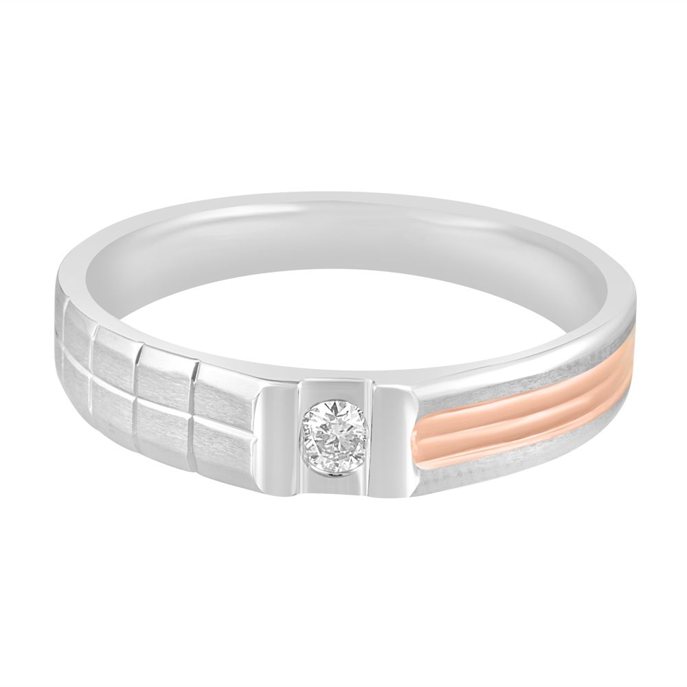 Glossy Platinum and Rose Gold Mens Finger Ring-Rings-PMR23061