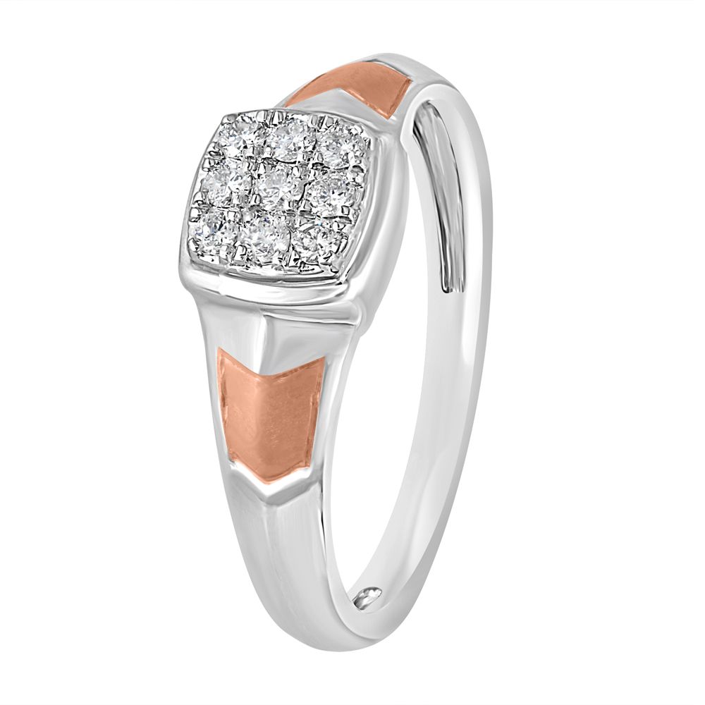 Subtle Platinum and Rose Gold Diamond mens Finger Ring-Rings-PMR23065-D300OPD