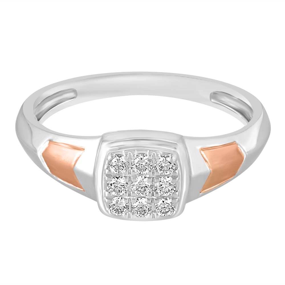 Subtle Platinum and Rose Gold Diamond mens Finger Ring-Rings-PMR23065-D300OPD