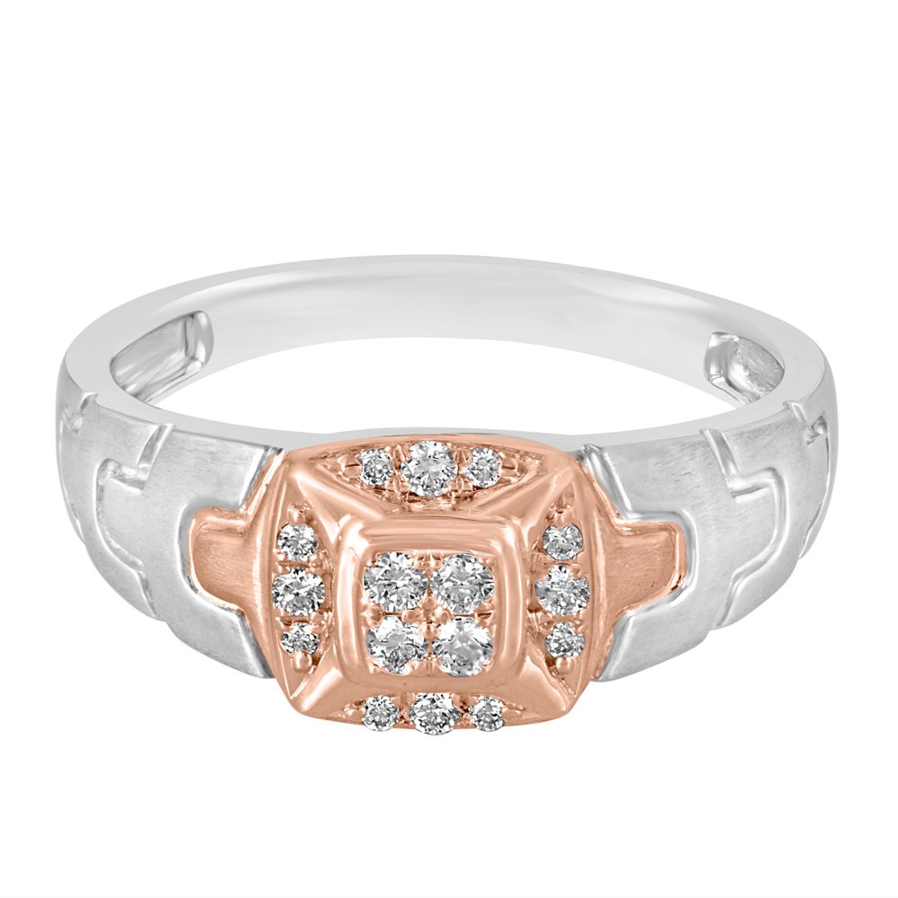 Glossy Mens Rose Gold and Diamond Finger Ring-Rings-PMR23074