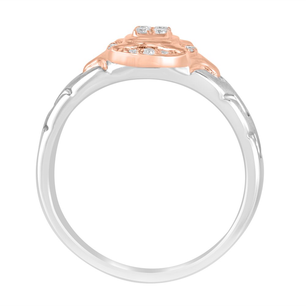 Glossy Mens Rose Gold and Diamond Finger Ring-Rings-PMR23074