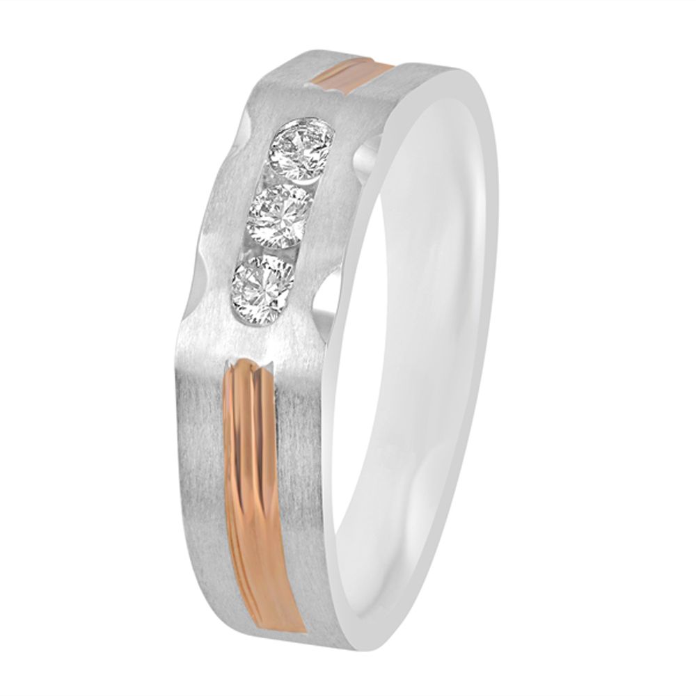 Diamond Studded Finger Ring in 950Pt Platinum and Rose Gold-Rings-PMR23076-D300OPD