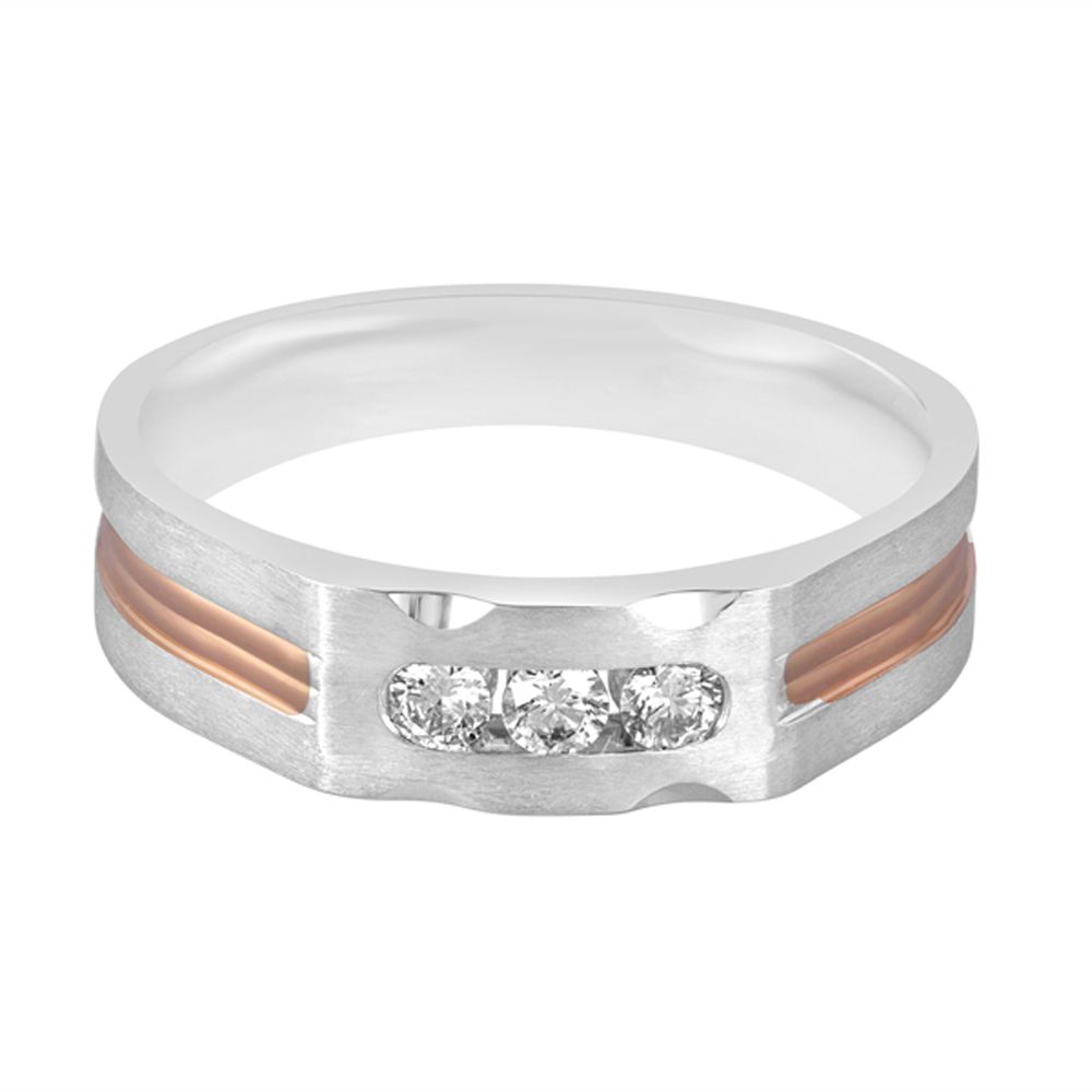 Diamond Studded Finger Ring in 950Pt Platinum and Rose Gold-Rings-PMR23076-D300OPD