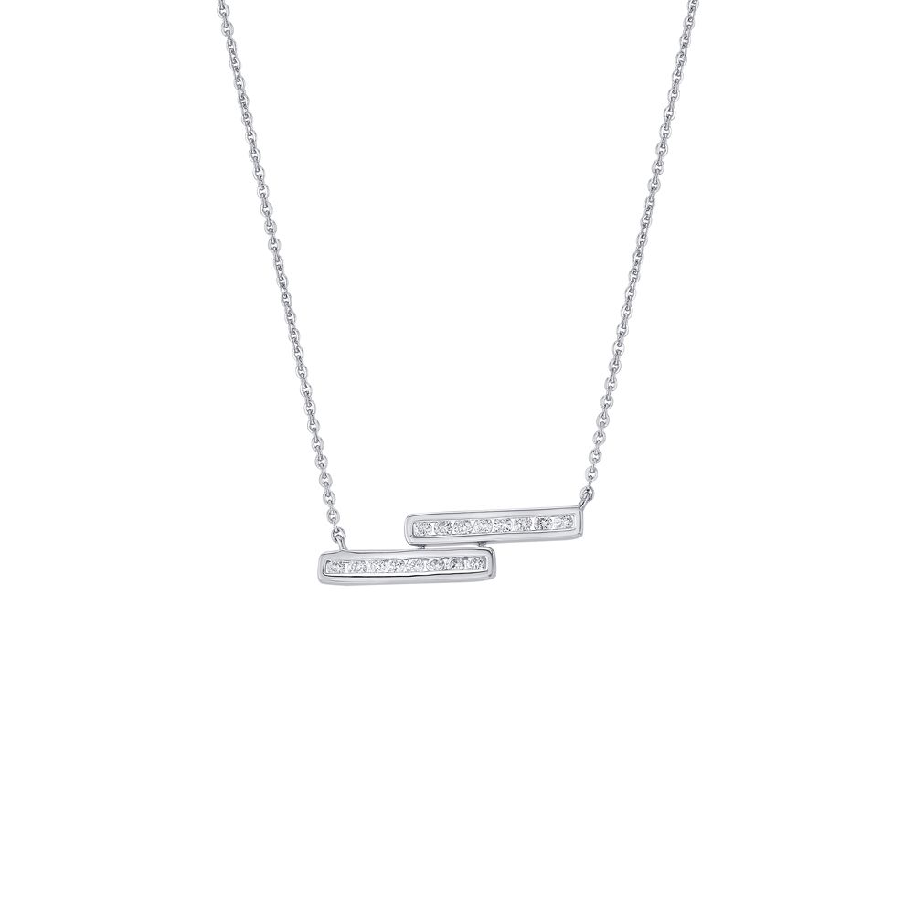 Delicate Bar Design Platinum Necklace-Necklaces-PNK23C04-D300P1D