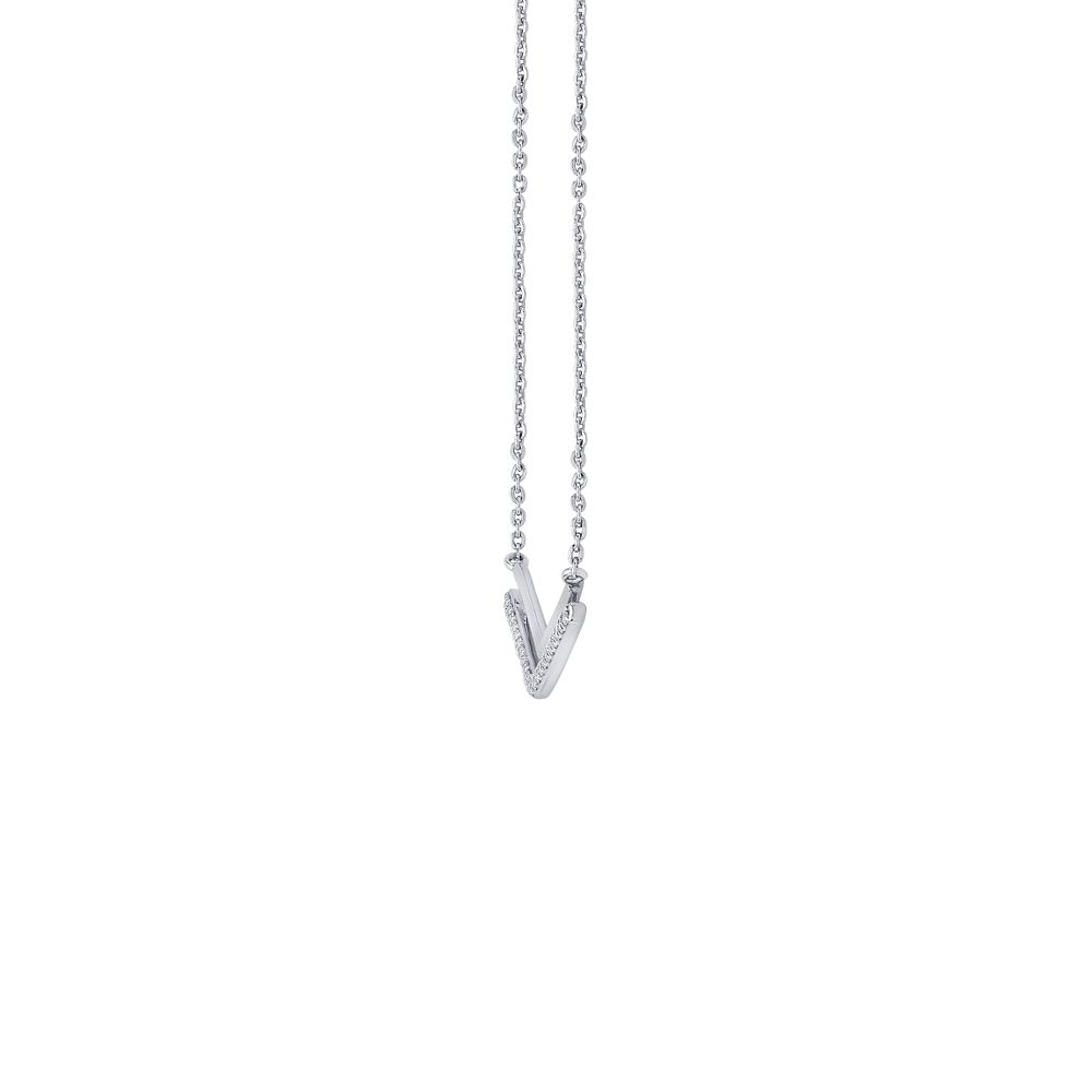 Gleaming Chevron Design Diamond and Platinum Necklace-Necklaces-PNK23C07-D300P1D
