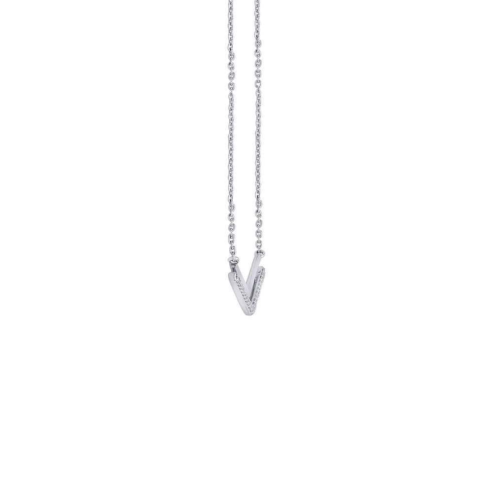 Gleaming Chevron Design Diamond and Platinum Necklace-Necklaces-PNK23C07-D300P1D