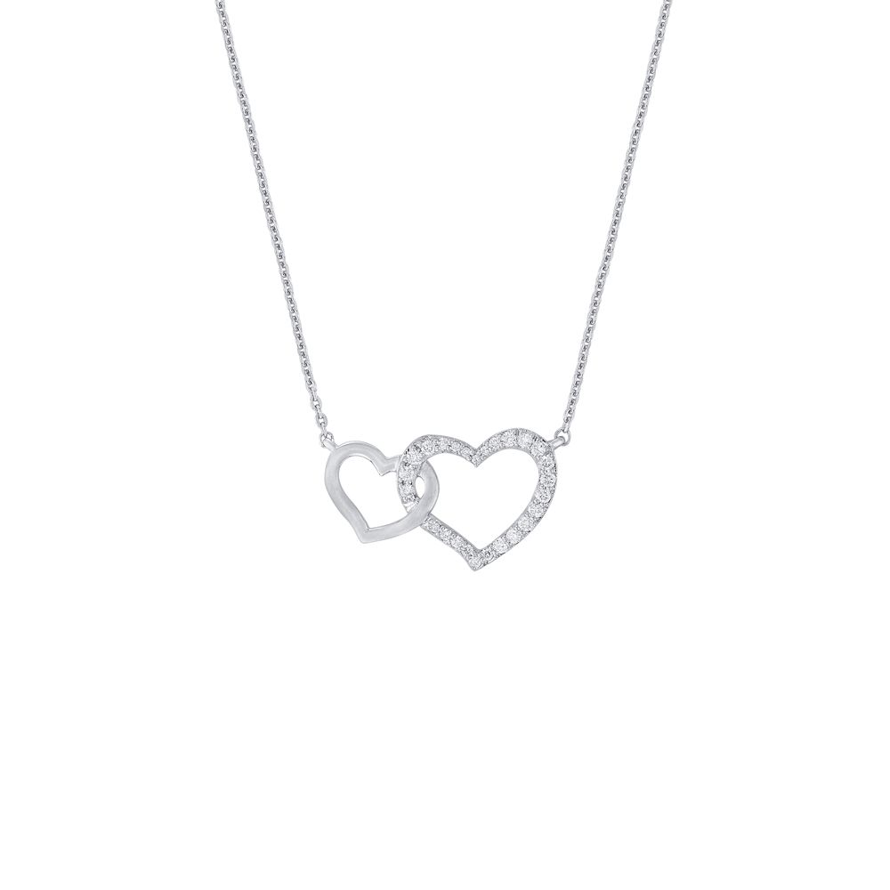 Stunning Platinum Heart Design Necklace-Necklaces-PNK23C08-D300P1D