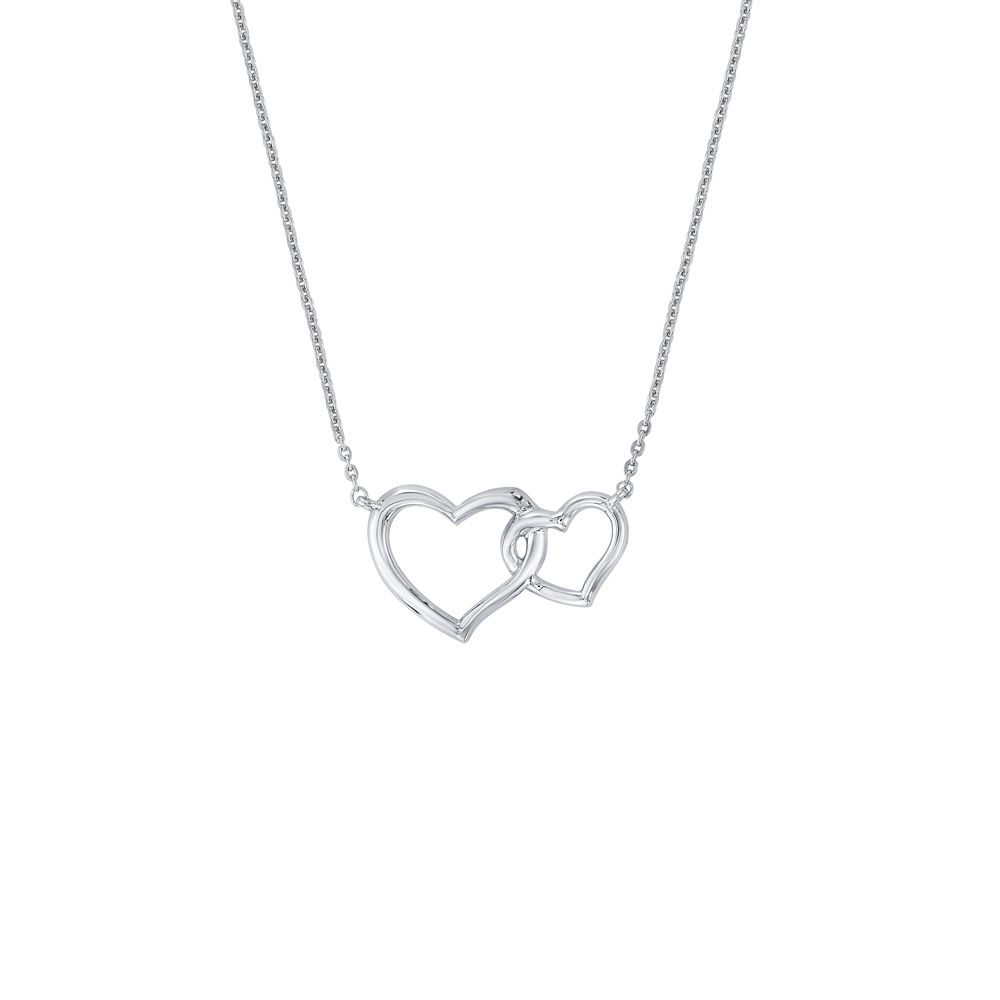 Stunning Platinum Heart Design Necklace-Necklaces-PNK23C08-D300P1D