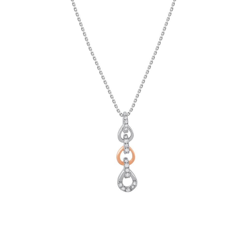Dual Metal Drops Platinum Necklace-Necklaces-PNK24C07-D300O1D