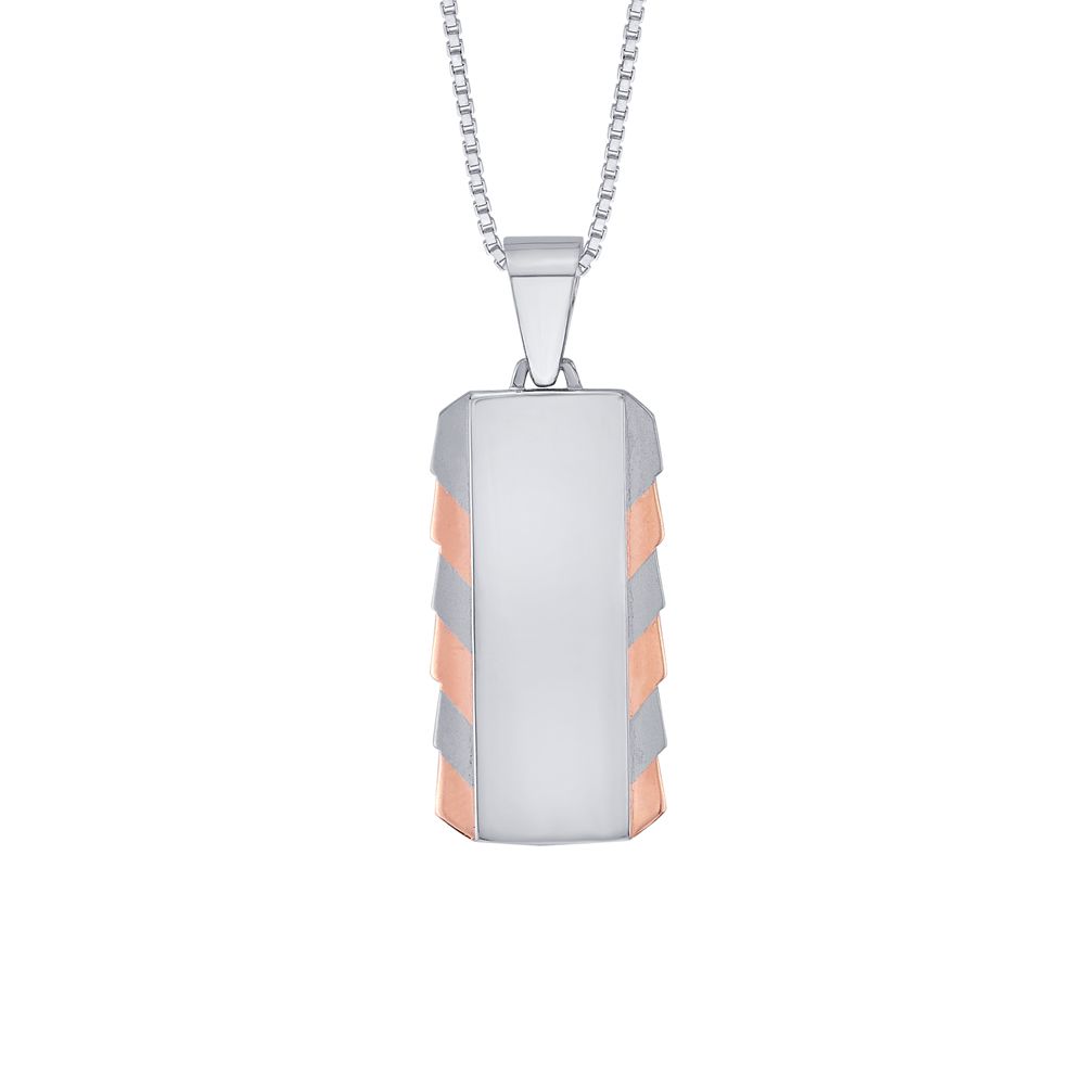 Rectangular Platinum and Rose Gold Mens Pendant-Platinum-PPD23G03-D000O0D