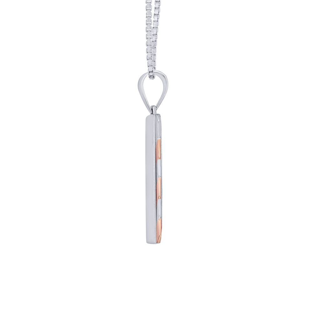Rectangular Platinum and Rose Gold Mens Pendant-Platinum-PPD23G03-D000O0D