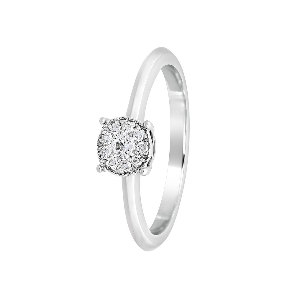 Glossy Diamond and Platinum Crown Star Ring-Rings-PPR17005