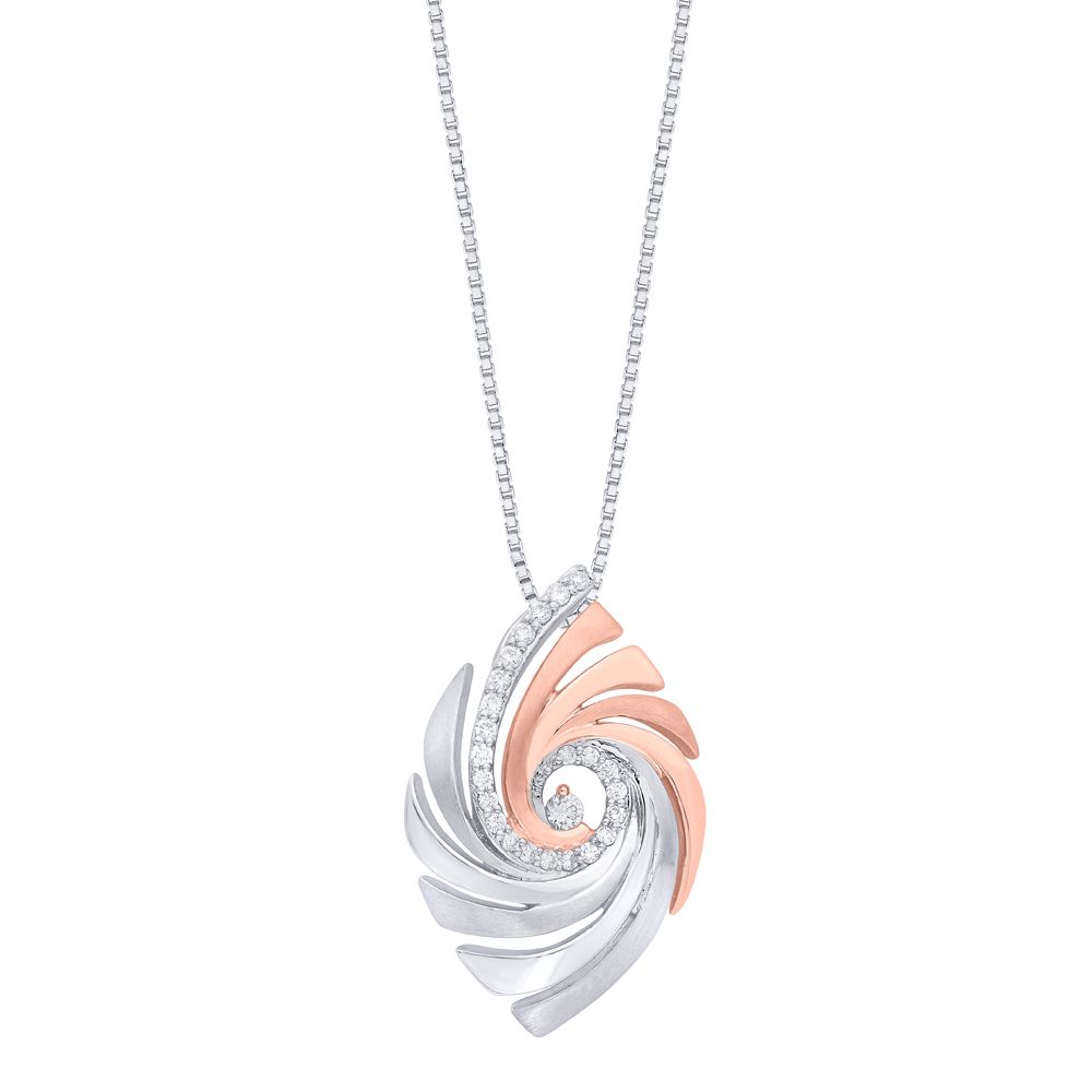 Dual Toned Swirls Diamond Platinum Pendant Set-Platinum-PSP16008-D300O0D