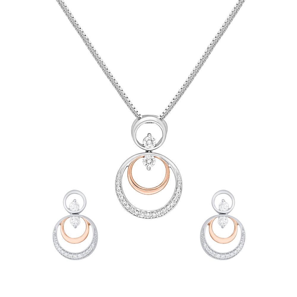 Circle Of Love Platinum Diamond Pendant Set-Platinum-PSP17003-D200O0D